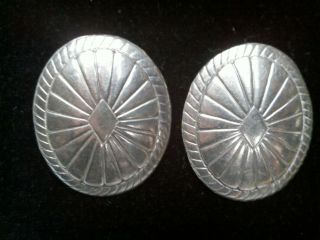 Vintage Native American Navajo Sterling Silver Stamped Conch Earrings Studs