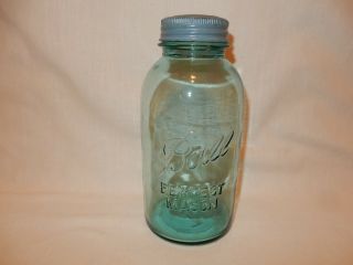 Vintage Storage 2 Quart 1/2 Gallon Ball Blue Mason Canning Jar 7 Zinc Ring