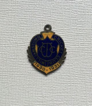 Vintage 1931 Enamel Williamstown Cricket Club Medal Medallion Team Medal