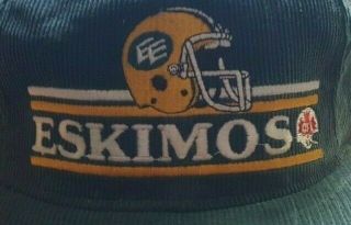 Vintage Edmonton Eskimos Corduroy Hat.  Cfl.  Snapback.  Ted Fletcher.  Quebec.
