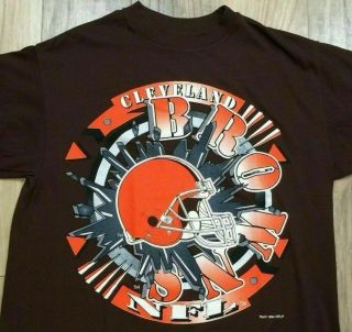 Vintage 90s Cleveland Browns T Shirt Mens L Trench 50/50 Single Stitch Nfl Tee