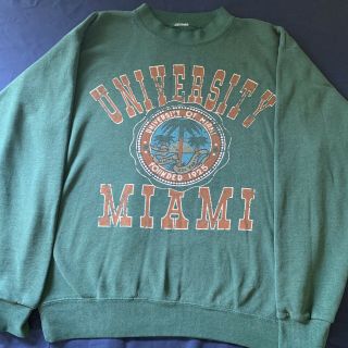 90s Vintage University Of Miami The U Crewneck Sweatshirt Green Fits Like L