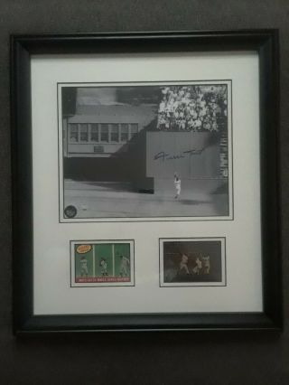 1 Of A Kind Willie Mays Signed Photo W/coa W/baseball Card Framed