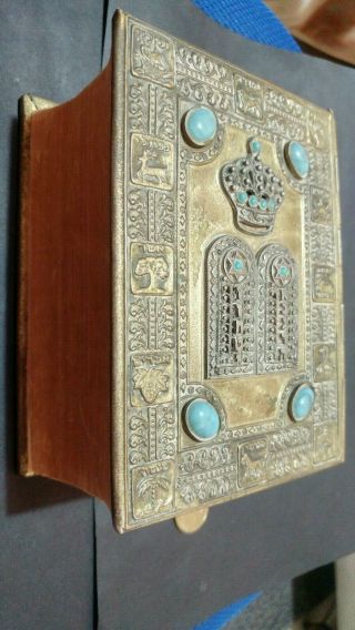 Jewish Bible Hebrew/english Metal Cover With Stones From Eilat