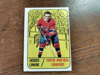 1967 - 68 Topps Jacques Lemaire Rc Vintage Hockey Card