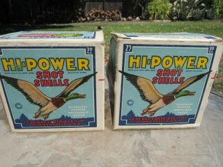 Two Vintage Federal Hi - Power 20 Gauge Empty Shotgun Shell Boxes Hunting