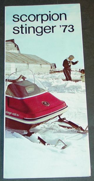Vintage 1973 Scorpion Snowmobile Sales Brochure 4 " X 8 1/2 " (971)