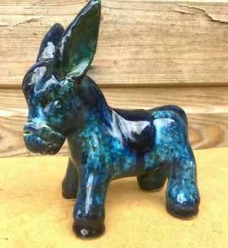 Rare Vintage Bitossi Rimini Blue Aldo Londi Pottery Donkey Mid Century 60s 70s