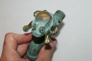 Antique Vintage Brass Bronze Water Faucet Spigot Figural Frog Handle