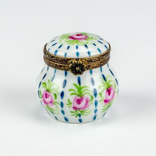 Vintage Limoges Porcelain - Flower Painted Pill Or Trinket Box