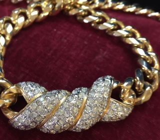 Vintage Jewellery Fabulous Chunky Curb Chain & Knotted Crystal Panel Necklace