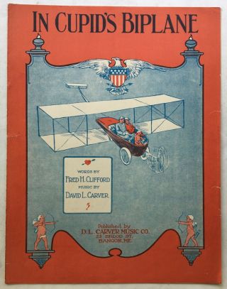 1916 Stylish Vintage Aviation Sheet Music In Cupid 
