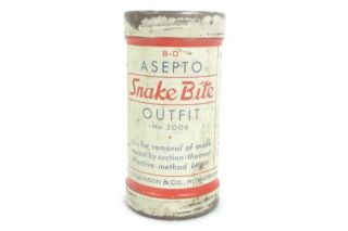 Vintage Bd Ascepto Snake Bite Outfit No 2006 Kit Becton Dickinson & Co Tin Can