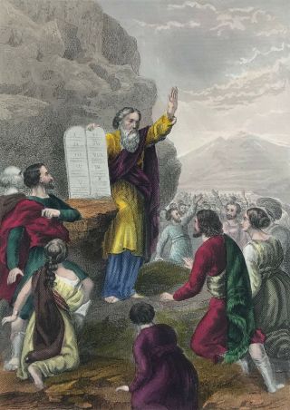 1597 Geneva Bible Leaf - Moses - The 10 Commandments - Great Men Of The Bible