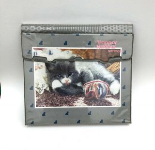 Vintage Mead Trapper Keeper Notebook • Binder 1989 Betty Powell Grey Kitten