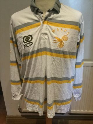 Wasps Vintage Long Sleeved Away Rugby Union Shirt 1996/1998 Size Large