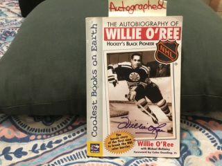Willie O’ree Signed 2x Paperback Book Hockey’s Black Pioneer To Scott Bruins