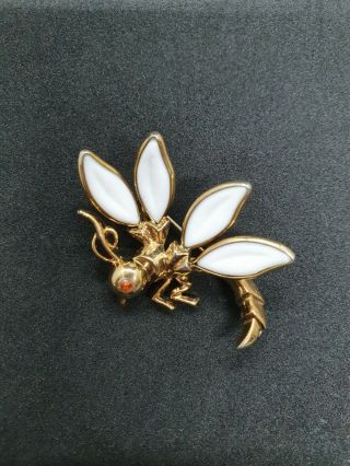 Vintage 1950s Trifari Petalettes Poured Glass And Metal Insect/bug Brooch
