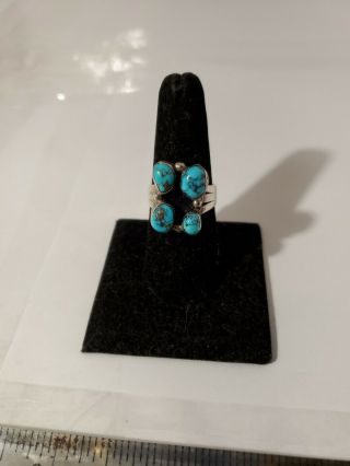 Wow Vintage Old Pawn Navajo Sterling Silver Ring Turquoise Sz 9 1/2 - 8.  9 Grams