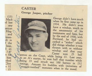 George Caster Cut Signature Autograph Philadelphia Athletics St.  Louis Browns