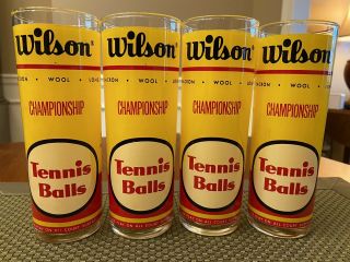 Set Of 4 Vintage Wilson Championship Tennis Balls Drinking Glasses