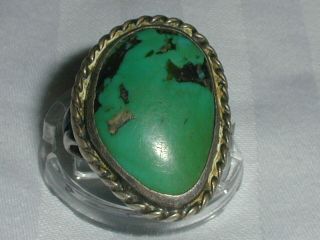 Vintage Old Pawn Sterling Blue Green Old Turquoise Ring - Size 6 1/2