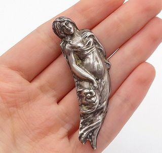 925 Sterling Silver - Vintage Hollow Sculpted Woman Slide Pendant - P11794