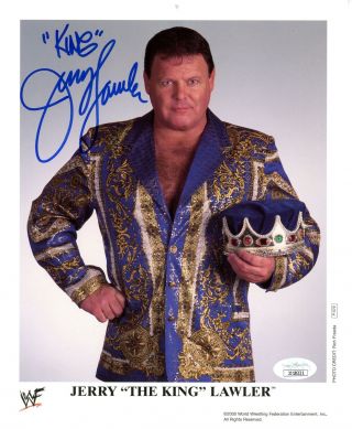 Jerry " The King " Lawler Wwf Signed/inscribed " King " 8x10 Photo Jsa 154465