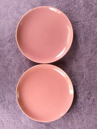 Vintage Bauer Pottery Monterey Moderne Pink Dinner Plates 9.  25 " Set Of 2
