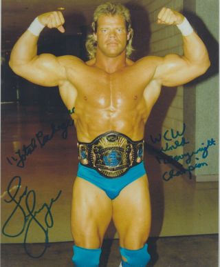 Lex Luger Signed & Inscribed Wcw World Heavyweight Champion 8x10 Photo Wwf Wwe