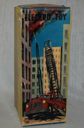 Vintage Tn Nomura Electro Toy Tin Battery Operated Fire Truck Box Japan
