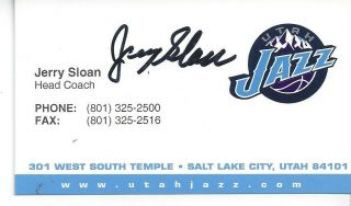 Deceased Nba Legend & Hall Of Famer Jerry Sloan Signed Business Card Utah Jazz