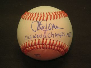 1969 Ny Mets World Series Champion Cleon Jones Inscribed Auto Baseball W/coa