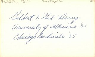 Gil Berry Signed Index Card 3x5 Autographed D:1974 Cardinals 63269