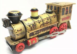 Antique Vintage Marx Tin Western Train Engine Battery Operated With Light