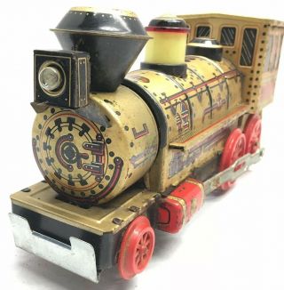 ANTIQUE VINTAGE MARX TIN WESTERN TRAIN ENGINE BATTERY OPERATED WITH LIGHT 2