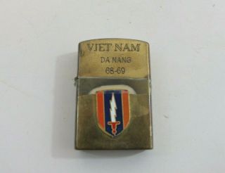 Vintage 1968 - 69 Zippo Vietnam Da Nang Lighter Brass Military Army - A10