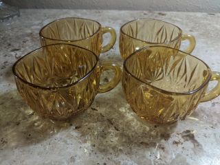 Vintage Amber Glass Square Punch Cups