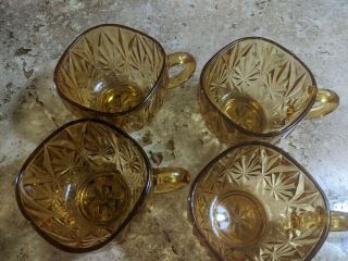 Vintage Amber Glass Square Punch Cups 3