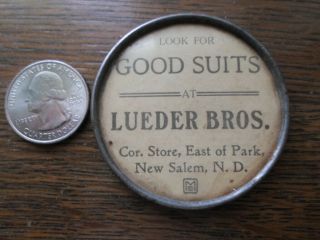 Old Vintage Pocket Mirror - Clothing Store Advertising North Dakota