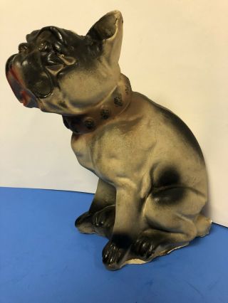 Vintage Antique 10 " French Bulldog Frenchie Chalkware Carnival Fair Prize Dog