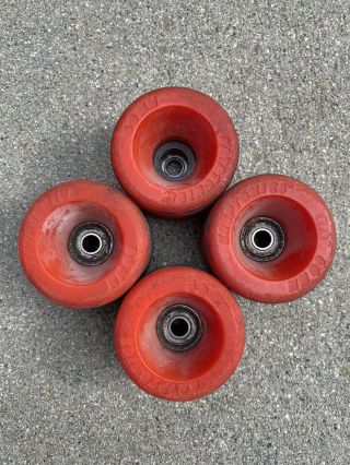 Vintage 1980s Set Of 4 Red Soft 60mm Kryptonics Skateboard Wheels - Rare