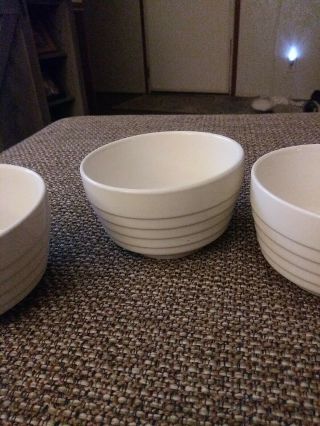 3Scio Pottery White Ribbed Cereal Soup Bowl Vintage USA Cream Ivory Ceramic OHIO 3