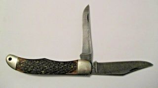 Vintage Schrade Walden 225h Folding Blade Hunting Knife Good Solid Knife