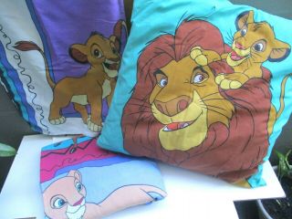 Vintage Disney Lion King Twin Flat Sheet,  Pillowcase & Pillow Mafusa Simba