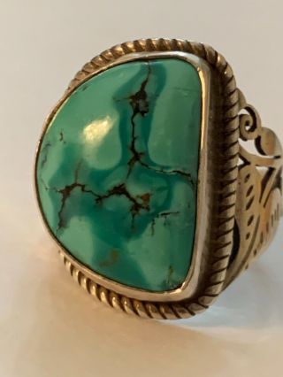 Vintage Native American Navajo Sterling Silver 925 Turquoise Stone ? Ring Sz 7.  5