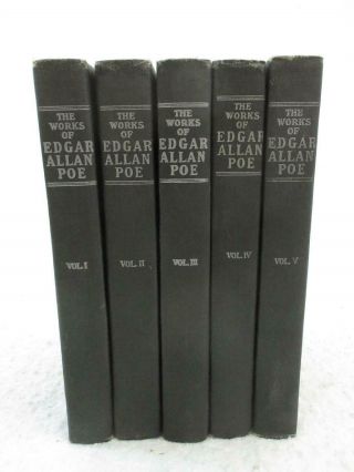 The Of Edgar Allan Poe " Raven Edition " 5 Vol.  Set 1904 P.  F.  Collier,  Ny