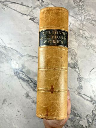 Circa 1875 Antique Leather Book " Poetical Of John Milton " Paradise Lost