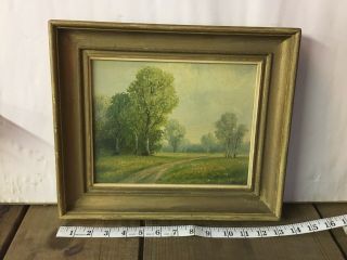 Vintage Oil Painting Signed Bandes Framed Landscape Green Trees