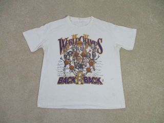 Vintage Los Angeles Lakers Shirt Adult Large White Charicature Basketball 80s